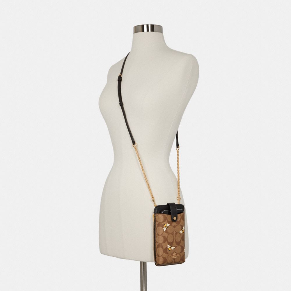 COACH® Phone Crossbody In Signature Canvas With Bee Print