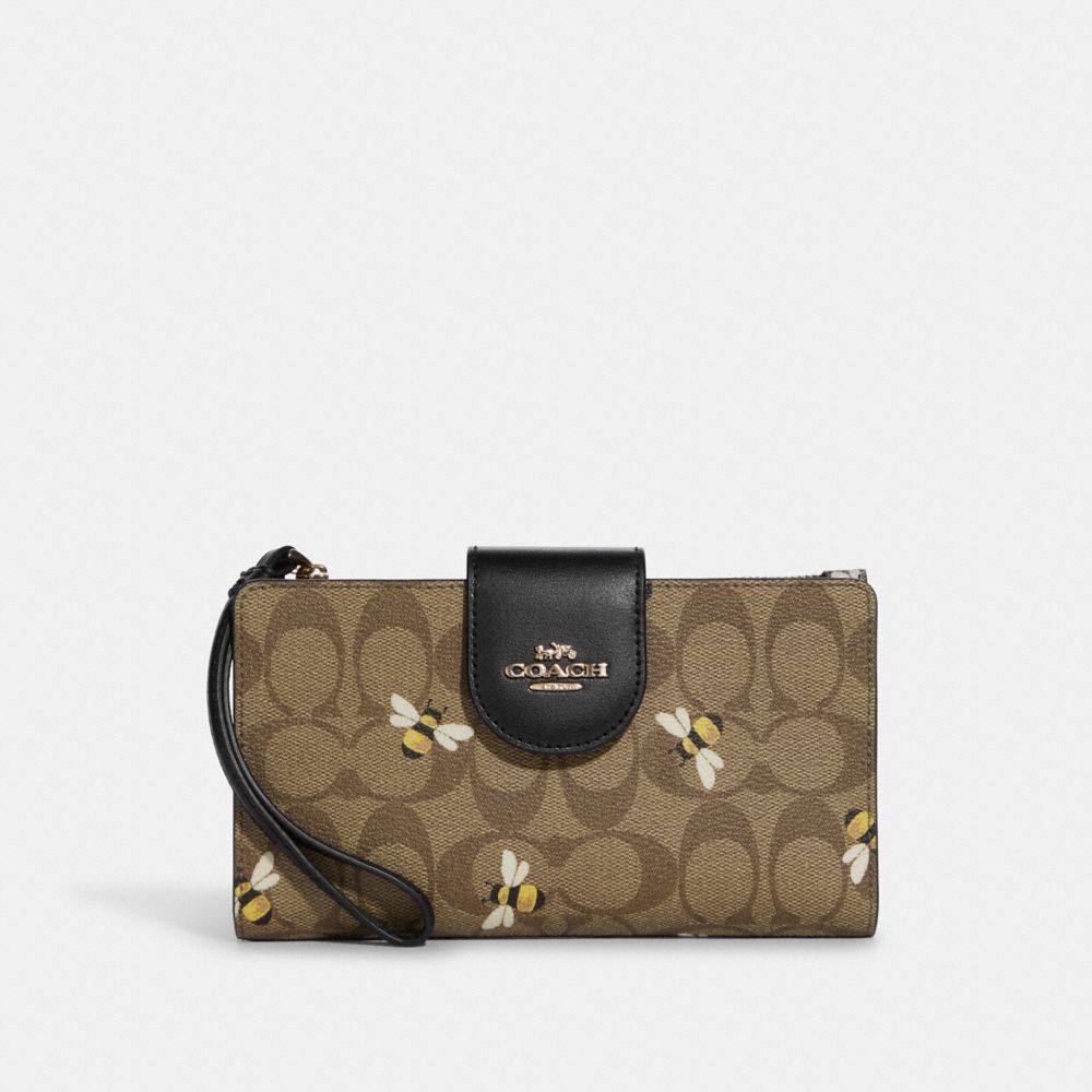 COACH OUTLET® | Tech Wallet In Signature Canvas With Bee Print