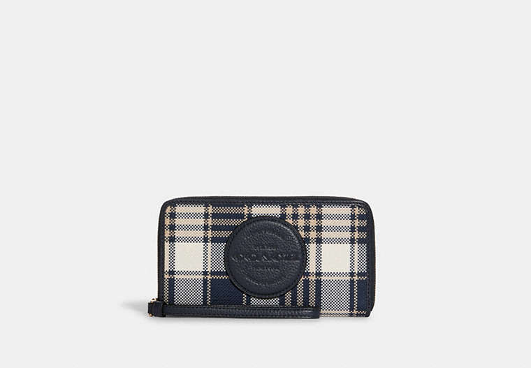 Dempsey Large Phone Wallet With Garden Plaid Print And Coach Patch image number 0