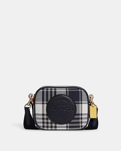 Mini Dempsey Camera Bag With Garden Plaid Print And Coach Patch