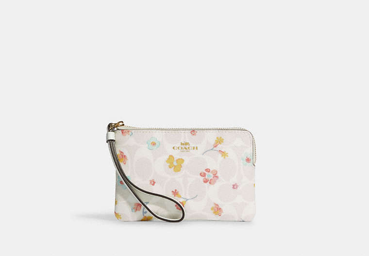 Corner Zip Wristlet In Signature Canvas With Mystical Floral Print image number 0