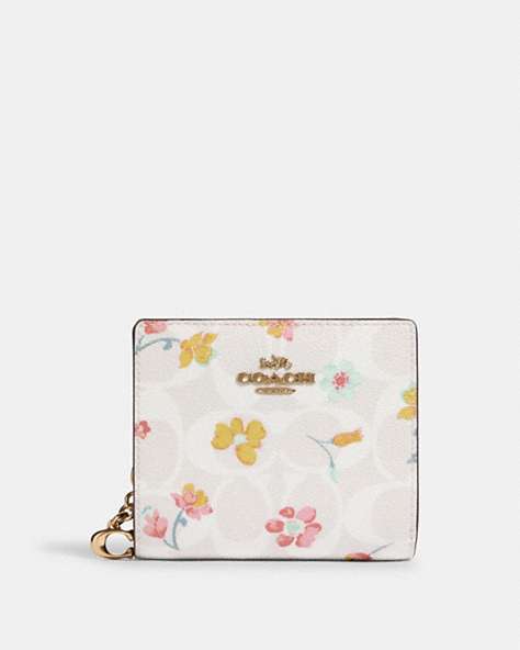 Snap Wallet In Signature Canvas With Mystical Floral Print