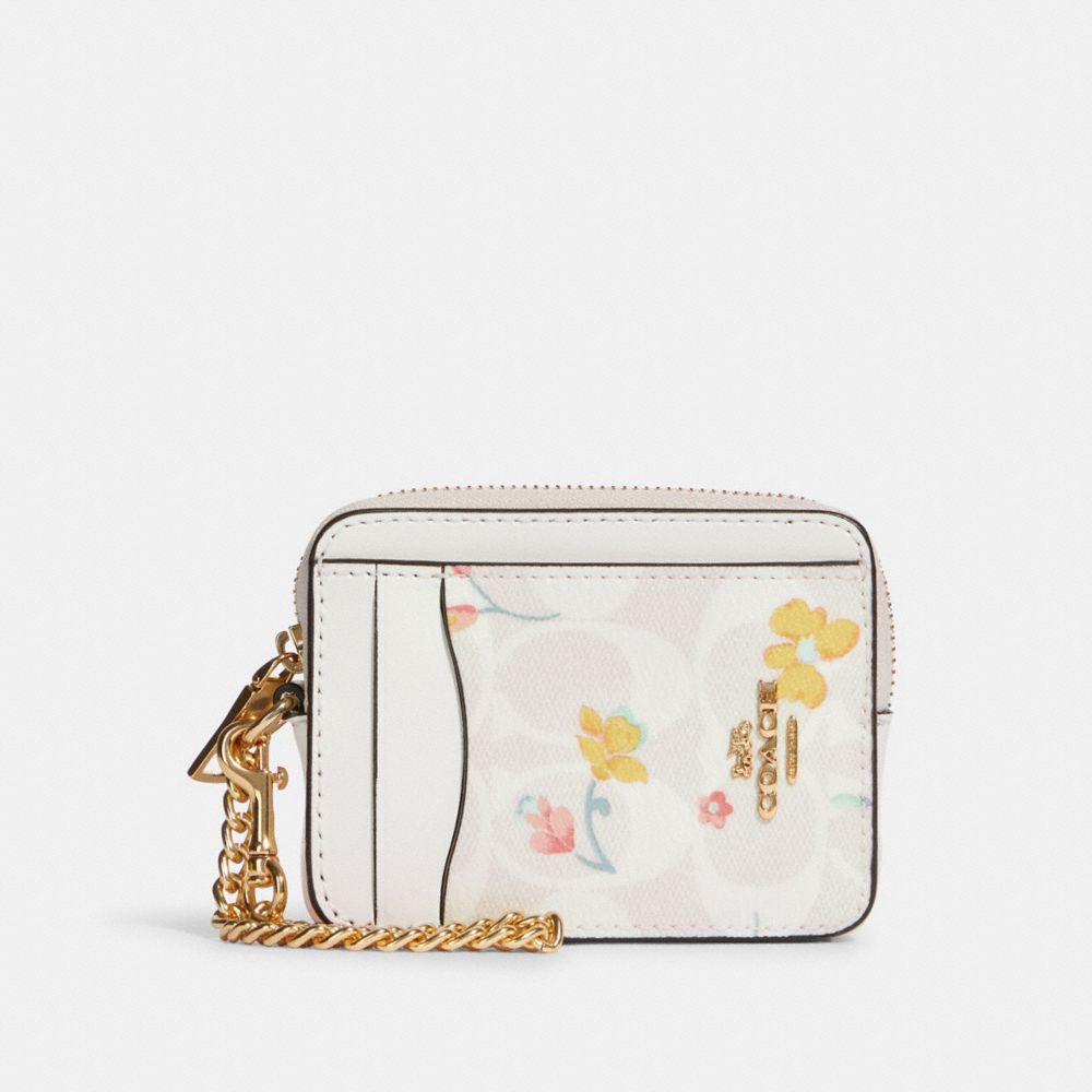 COACH® Zip Card Case In Signature Canvas With Mystical Floral Print