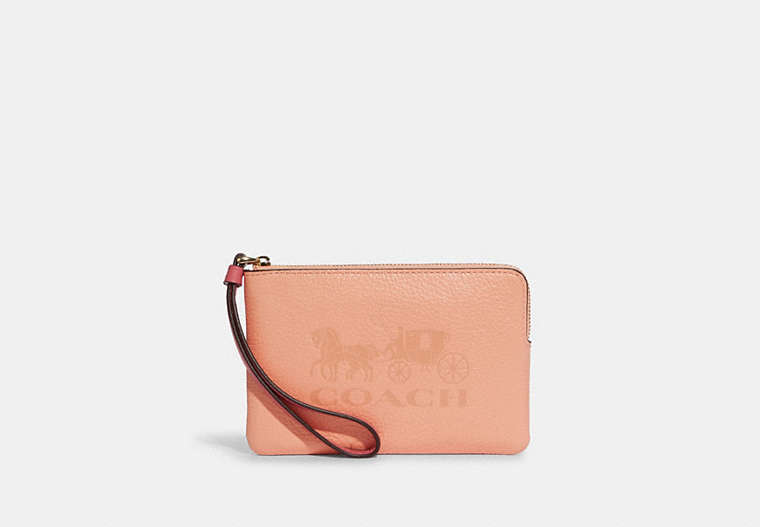 Corner Zip Wristlet In Colorblock With Horse And Carriage image number 0