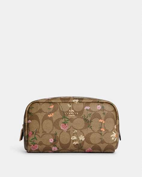 Small Boxy Cosmetic Case In Signature Canvas With Wildflower Print