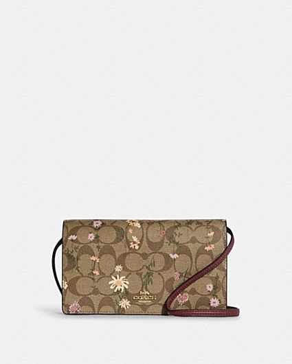 COACH® | Anna Foldover Clutch Crossbody With Chain In Signature Canvas
