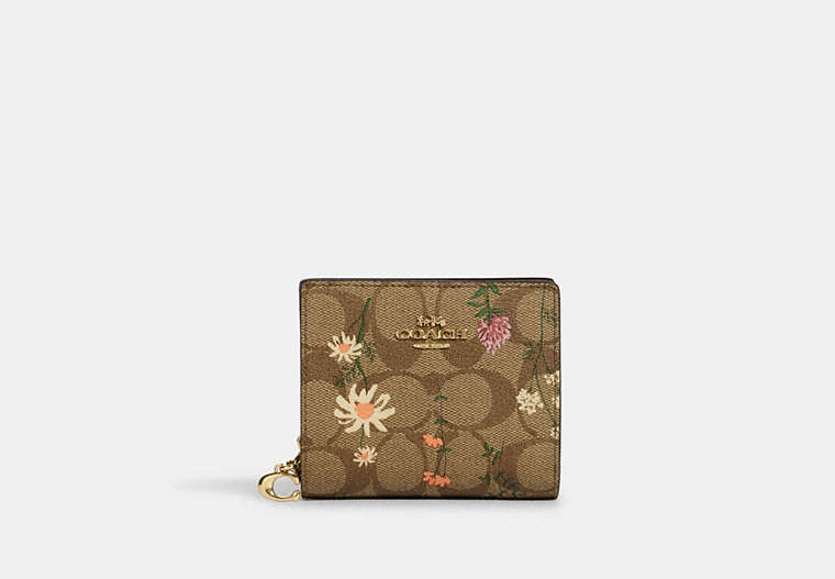 Snap Wallet In Signature Canvas With Wildflower Print