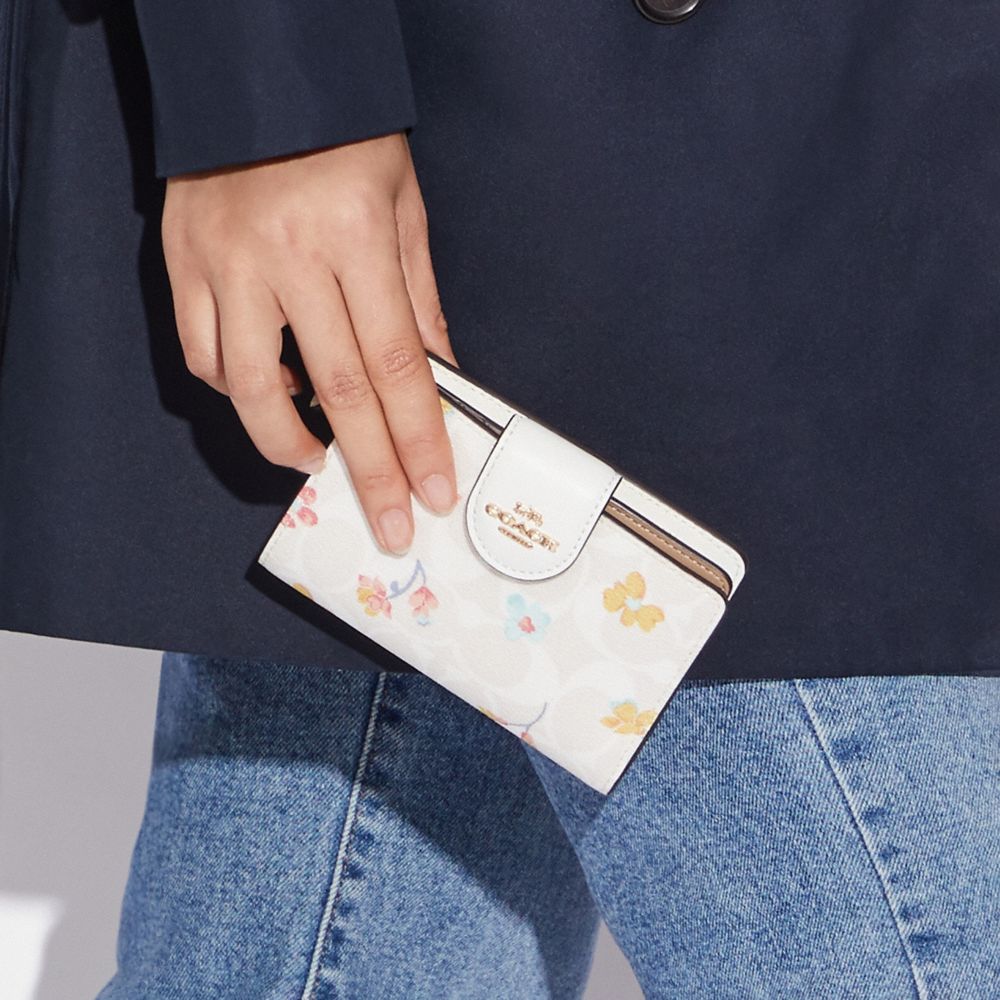 COACH® Medium Corner Zip Wallet In Signature Canvas With Mystical