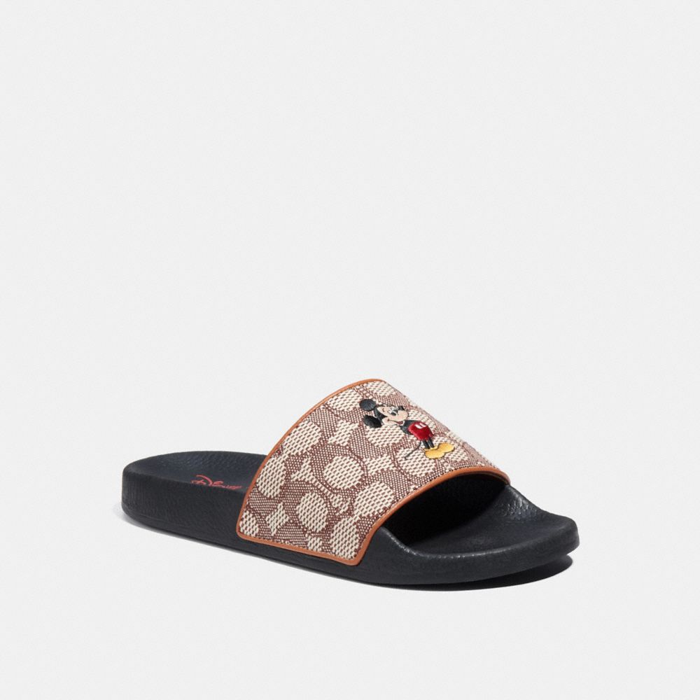 Disney X Coach Sport Slide In Signature Textile Jacquard With Mickey Mouse Embroidery