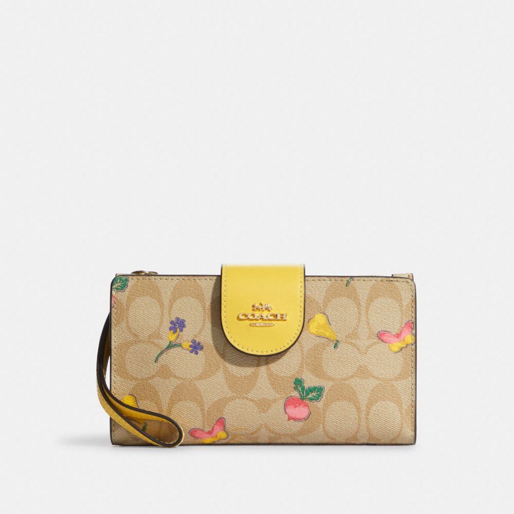 Coach Outlet Women's Tech Wallet In Signature Canvas With Dreamy Veggie