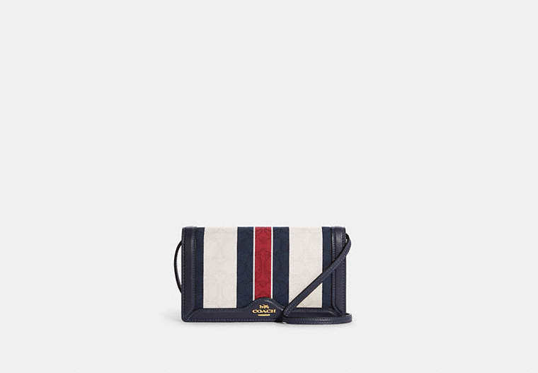 Anna Foldover Clutch Crossbody In Signature Jacquard With Stripes
