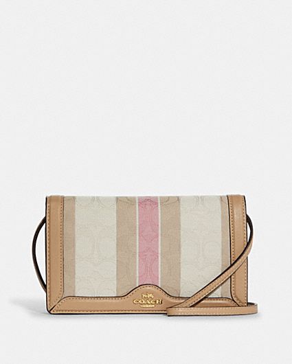 COACH® | Anna Foldover Clutch Crossbody In Signature Canvas With 