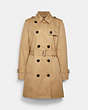 COACH®,SOLID MID TRENCH,Fabric,Classic Khaki,Front View