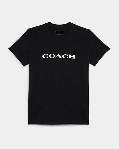 COACH®,ESSENTIAL T-SHIRT IN ORGANIC COTTON,Fabric,Black,Front View