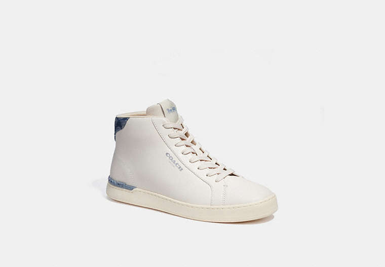 COACH®,CLIP HIGH TOP SNEAKER,Leather,Chalk,Front View