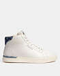 COACH®,CLIP HIGH TOP SNEAKER,Leather,Chalk,Angle View