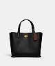 COACH®,WILLOW TOTE 24,Polished Pebble Leather,Medium,Brass/Black,Front View