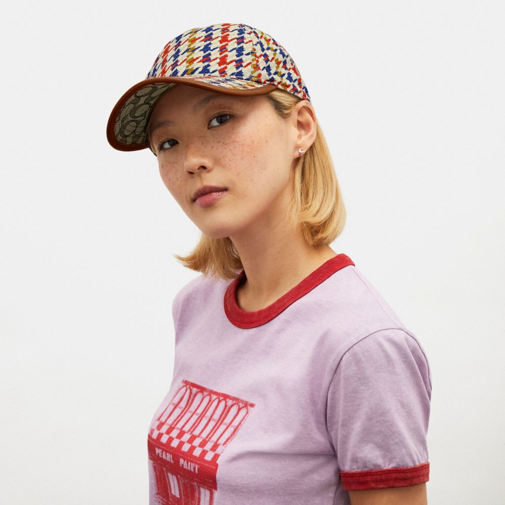 Houndstooth Baseball Cap In Organic Cotton