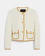COACH®,CANVAS JACKET WITH BONNIE BINDING,Linen,Cream,Front View