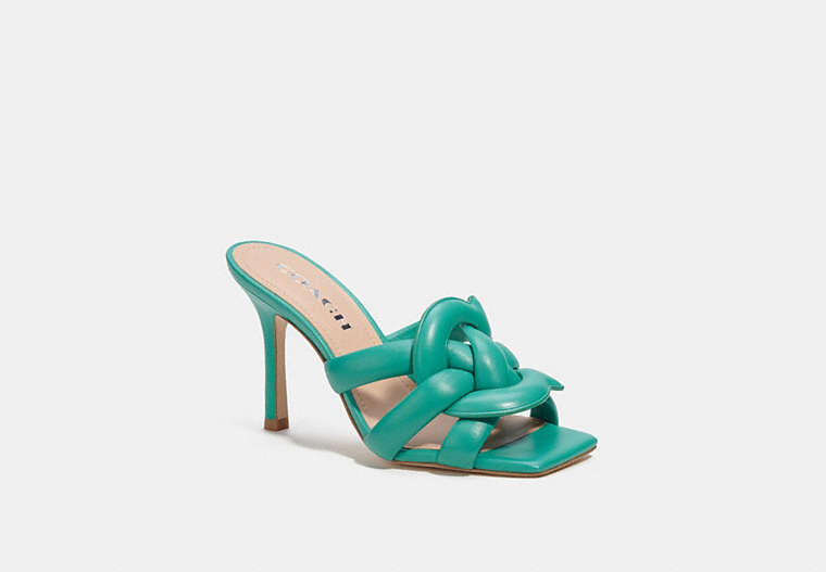 COACH®,KELLIE SANDAL,Leather,Bright Green,Front View