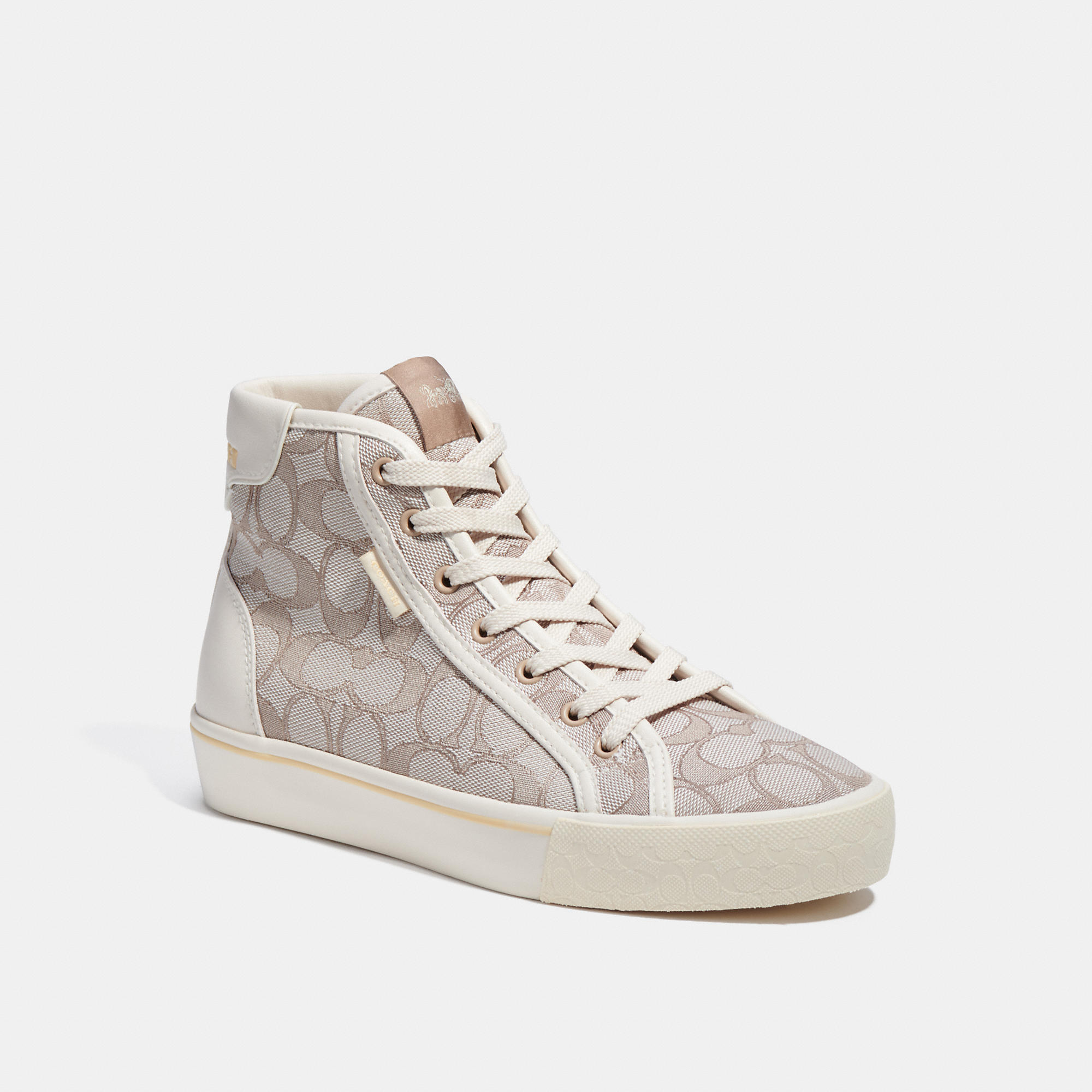 Coach Outlet Citysole High Top Platform Sneaker In Signature Jacquard In Beige