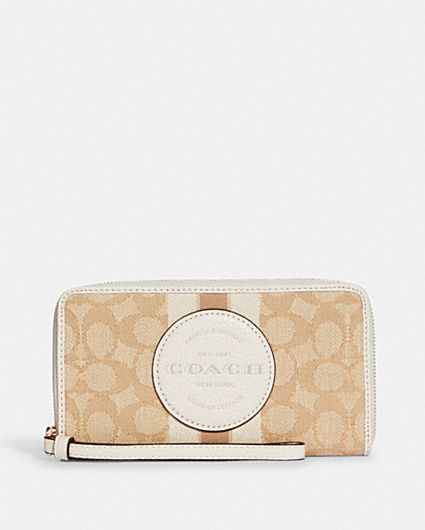 COACH® | Medium Id Zip Wallet In Signature Jacquard With Stripes
