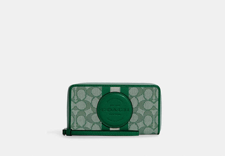 Dempsey Large Phone Wallet In Signature Jacquard With Stripe And Coach Patch image number 0