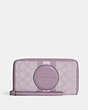 COACH®,DEMPSEY LARGE PHONE WALLET IN SIGNATURE JACQUARD WITH STRIPE AND COACH PATCH,Jacquard,Mini,Silver/Soft Lilac,Front View