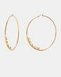 COACH®,SIGNATURE LARGE HOOP EARRINGS,Brass,Gold,Front View