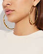 COACH®,SIGNATURE LARGE HOOP EARRINGS,Brass,Gold,Detail View
