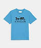 COACH®,HORSE AND CARRIAGE T-SHIRT IN ORGANIC COTTON,Organic Cotton,Teal,Front View