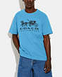 COACH®,HORSE AND CARRIAGE T-SHIRT IN ORGANIC COTTON,Organic Cotton,Teal,Scale View