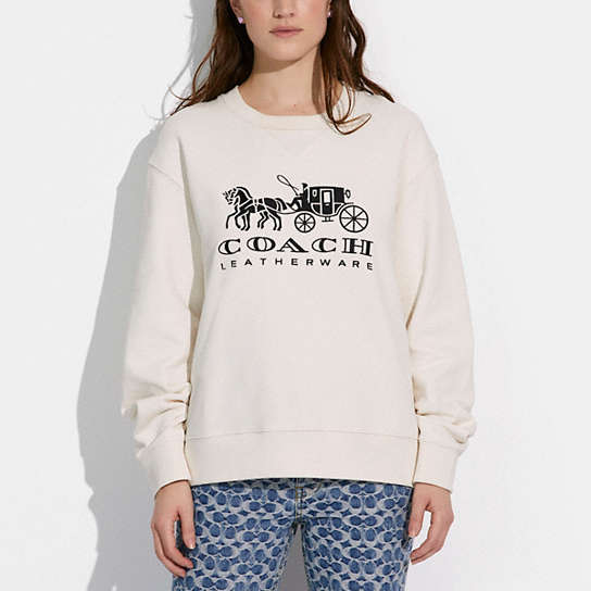 COACH® | Horse And Carriage Crewneck Sweatshirt In Organic Cotton