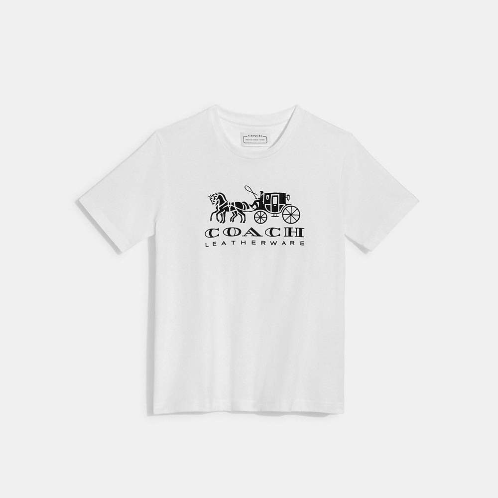 Coach Horse And Carriage T Shirt In Organic Cotton In White