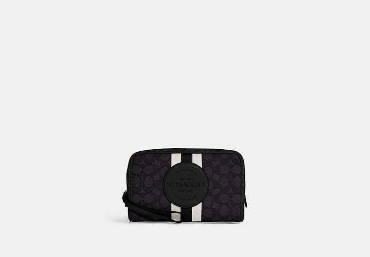 Dempsey Boxy Cosmetic Case 20 In Signature Jacquard With Stripe And Coach Patch