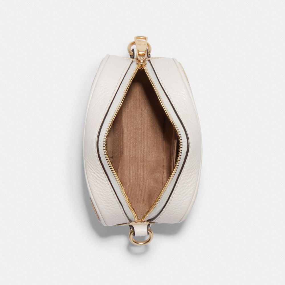 COACH®,Mini Dempsey Camera Bag In Signature Jacquard With Stripe And Coach Patch,,Inside View,Top View