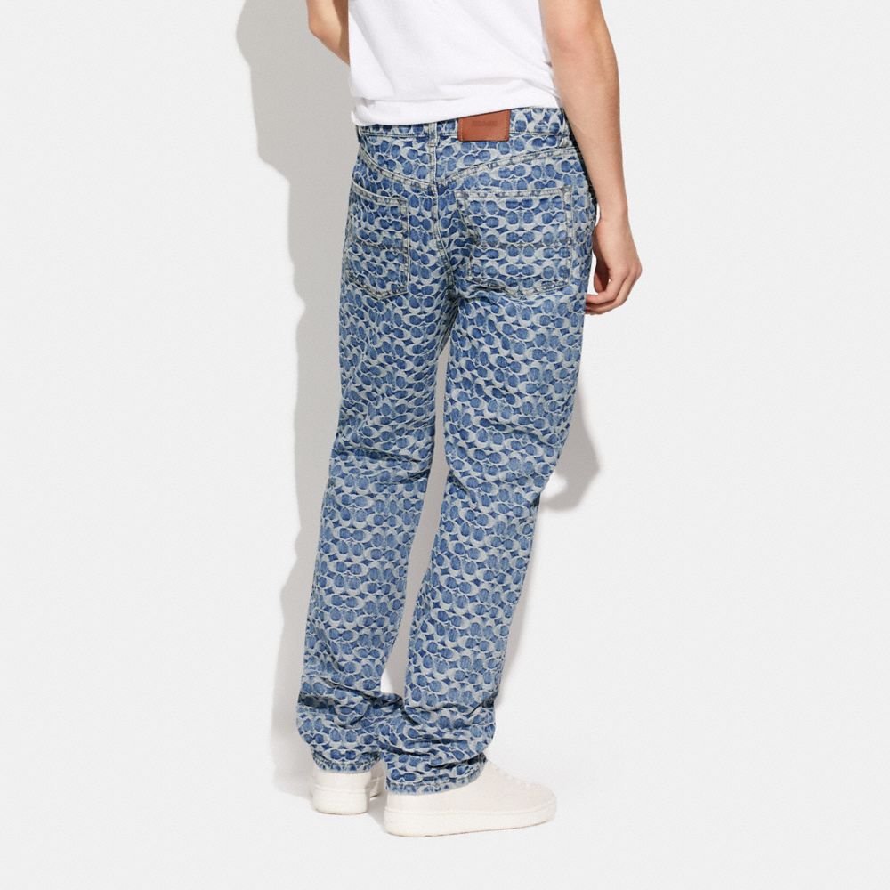 Coach All Over Signature Slim Jeans In Light Indigo ModeSens