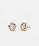 COACH®,HALO PAVE 2-IN-1 STUD EARRINGS,Plated Brass,Mini,Gold/Clear,Front View