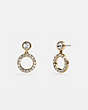 COACH®,HALO PAVE DROP STUD EARRINGS,Plated Brass,Mini,Gold/Clear,Front View