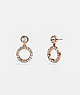 COACH®,HALO PAVE DROP STUD EARRINGS,Plated Brass,Mini,Rose Gold/Clear,Front View