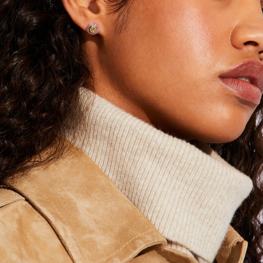 セミプレシャス クリスタル クッション ピアス