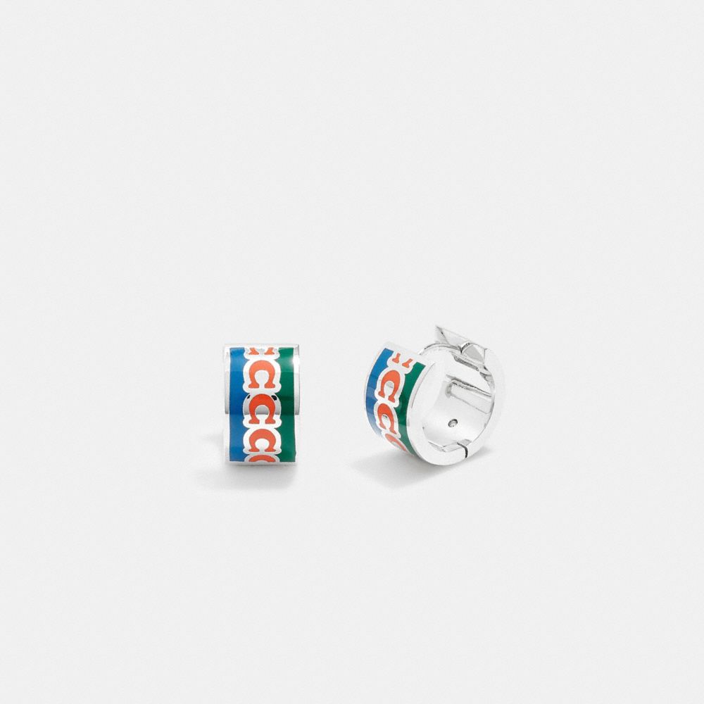 CoachSignature Enamel Hoop Earrings