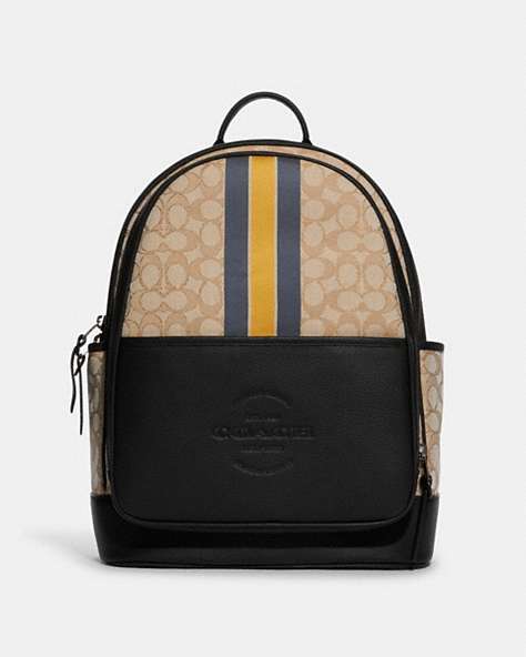 Thompson Backpack In Signature Jacquard With Varsity Stripe