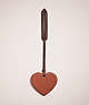 COACH®,REMADE HEART BAG CHARM,Pebble Leather,Hello Summer,Brown,Front View