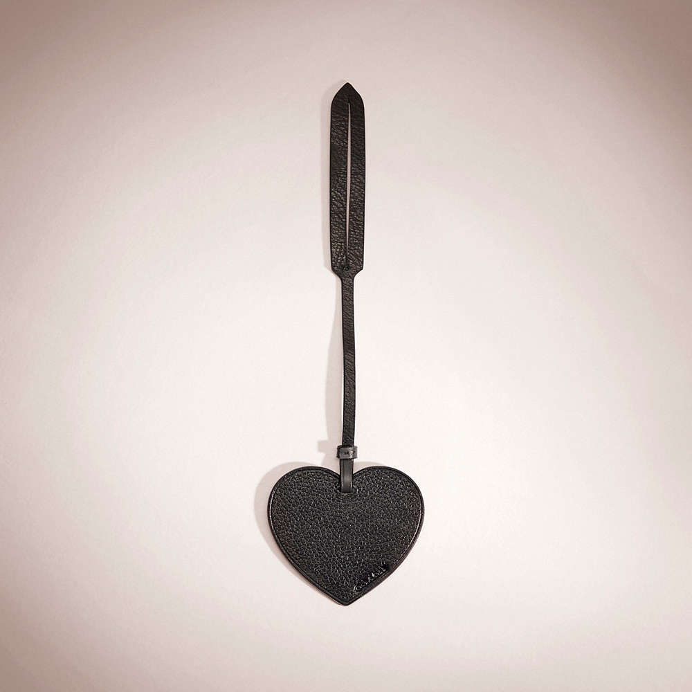 Coach Remade Heart Bag Charm In Black/grey