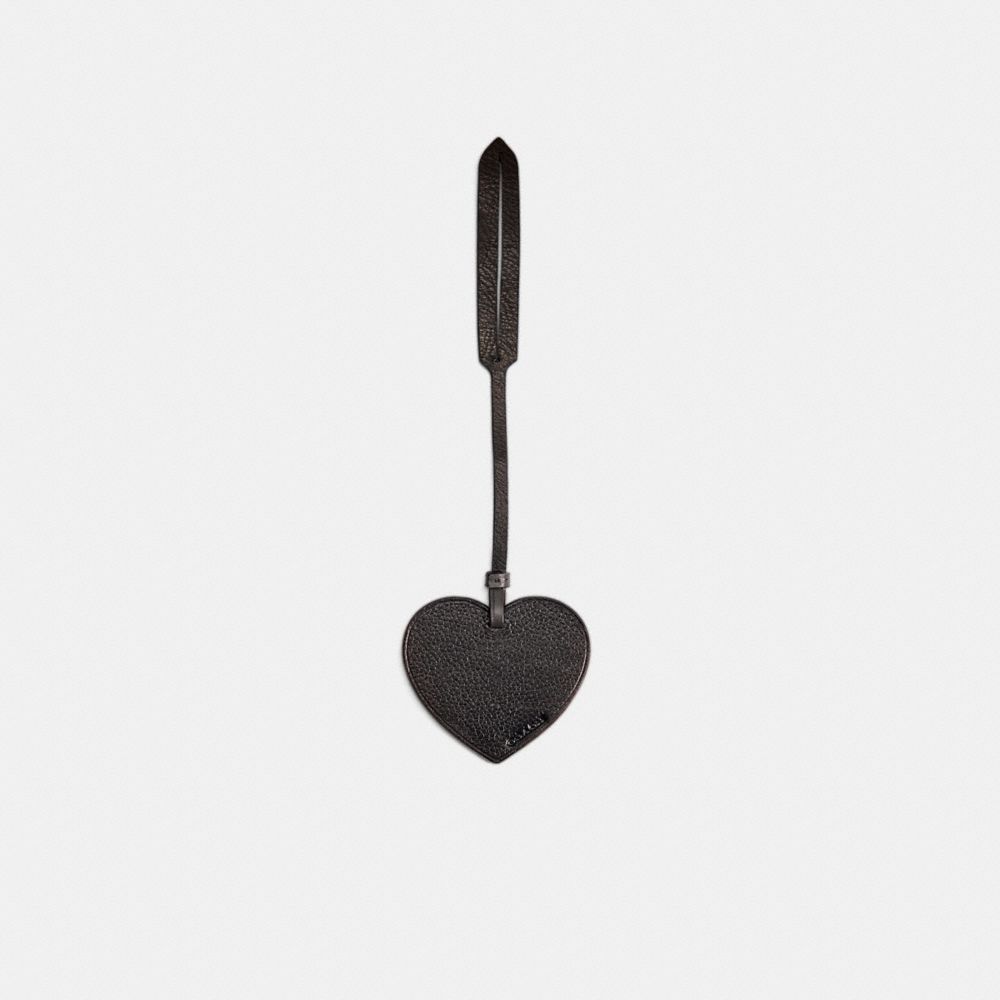Shop Coach Remade Heart Bag Charm In Black/grey