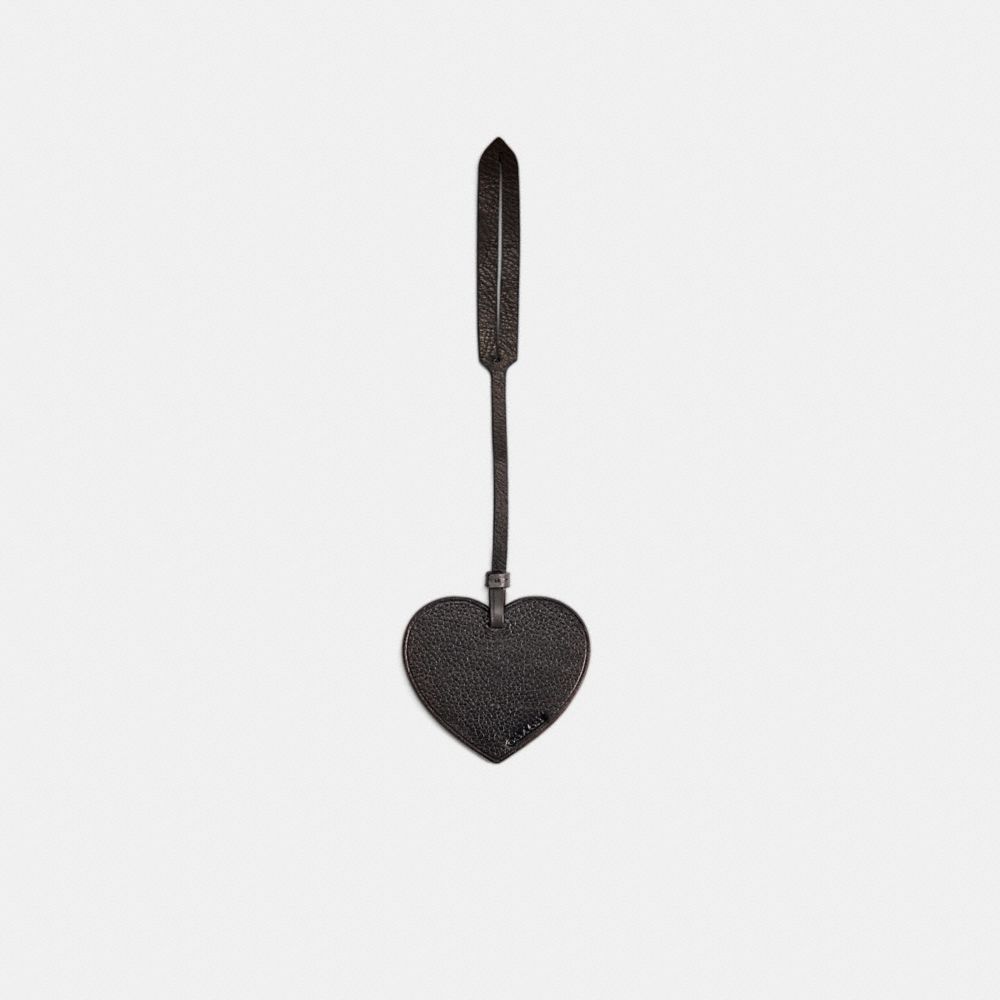 Coach Remade Heart Bag Charm In Black/grey