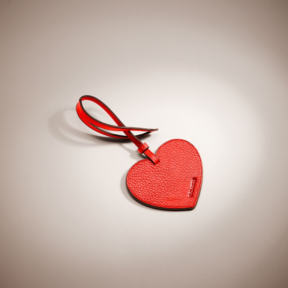 Coach Remade Heart Bag Charm In Red.