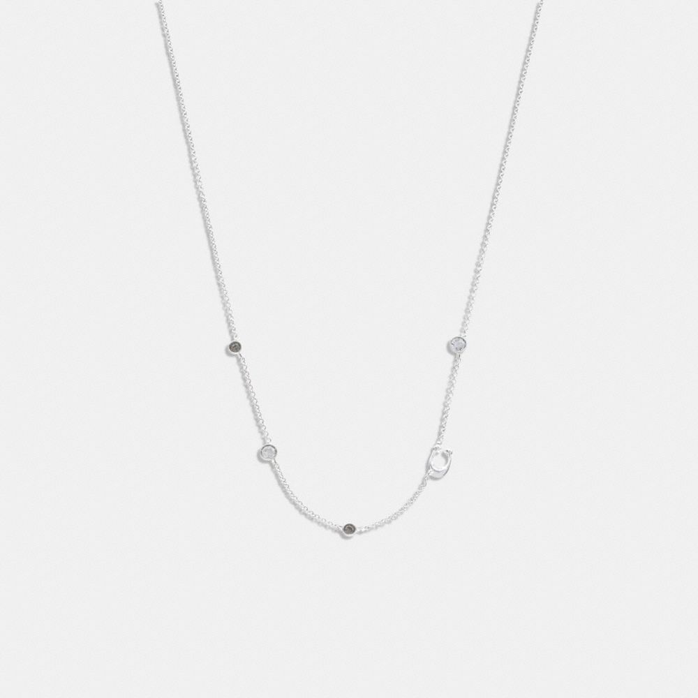 Coach Outlet Signature Crystal Necklace In Silver