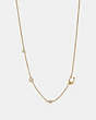 COACH®,SIGNATURE CRYSTAL NECKLACE,Brass,Gold,Front View